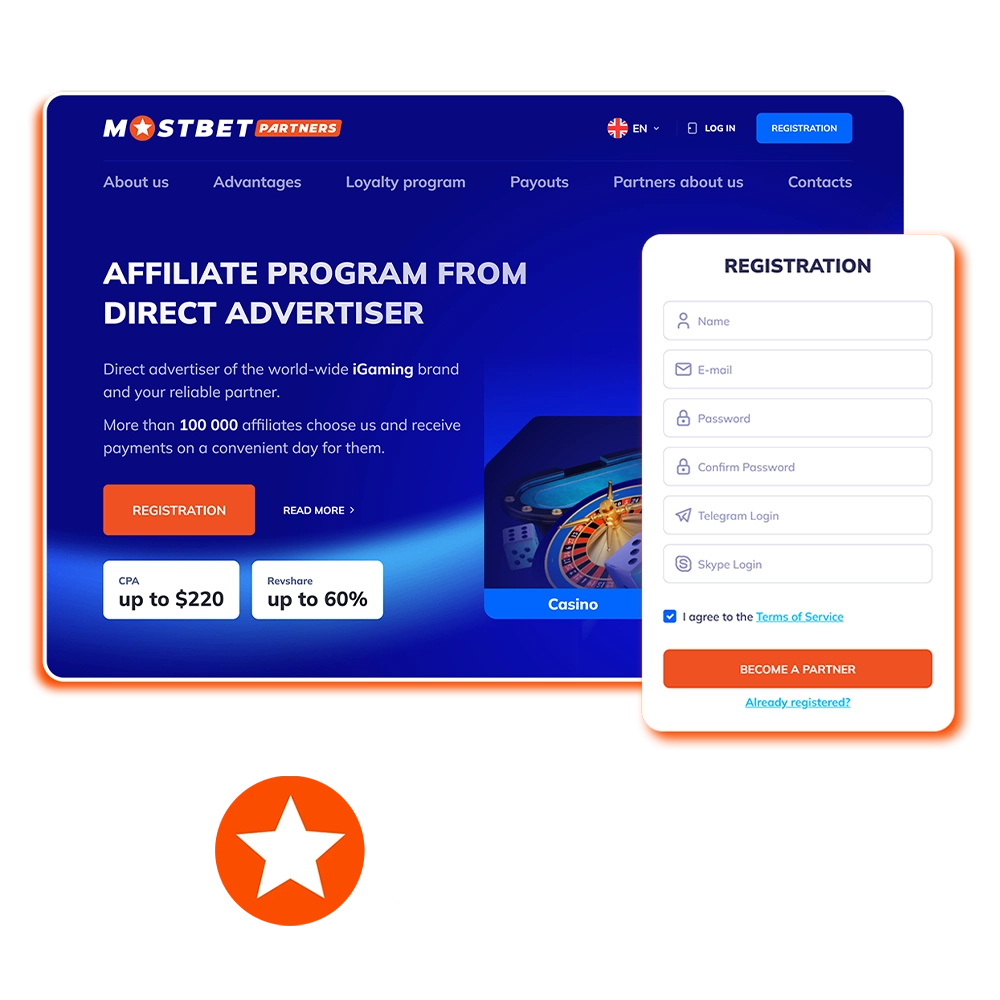 Learn how to become a partner of the Mostbet platform.