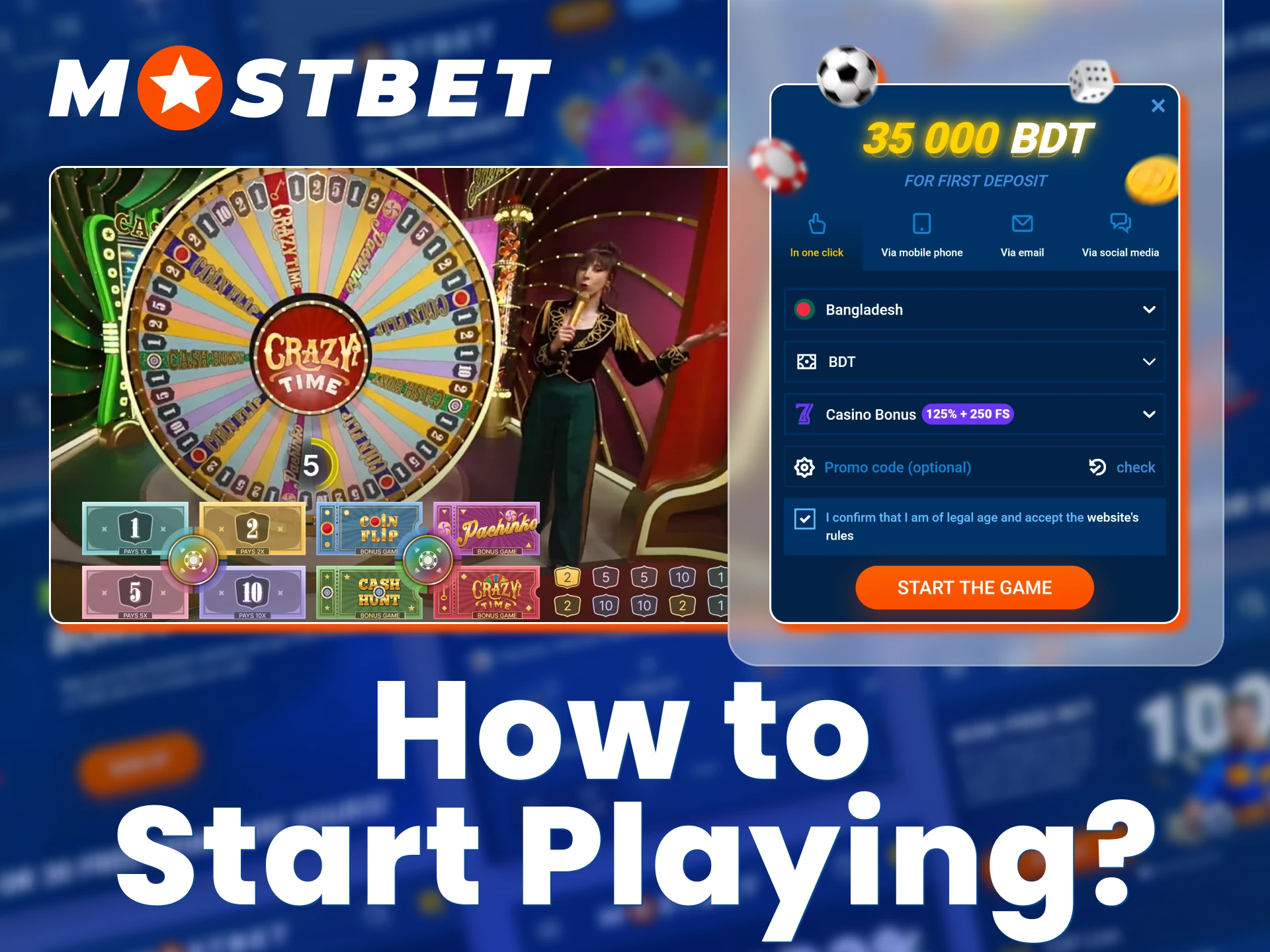 Register at Mostbet and enjoy playing Crazy Time.