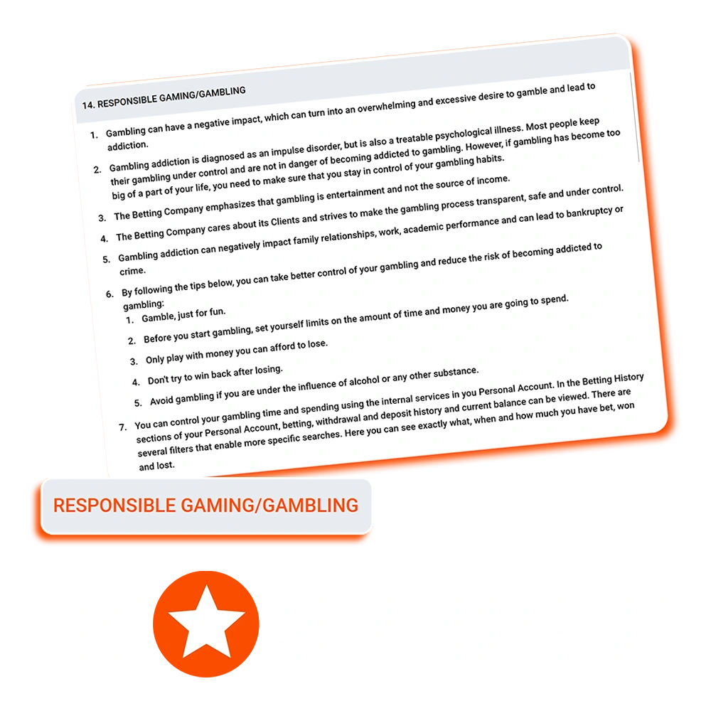 Mostbet adheres to the principles of responsible casino gaming and sports betting.