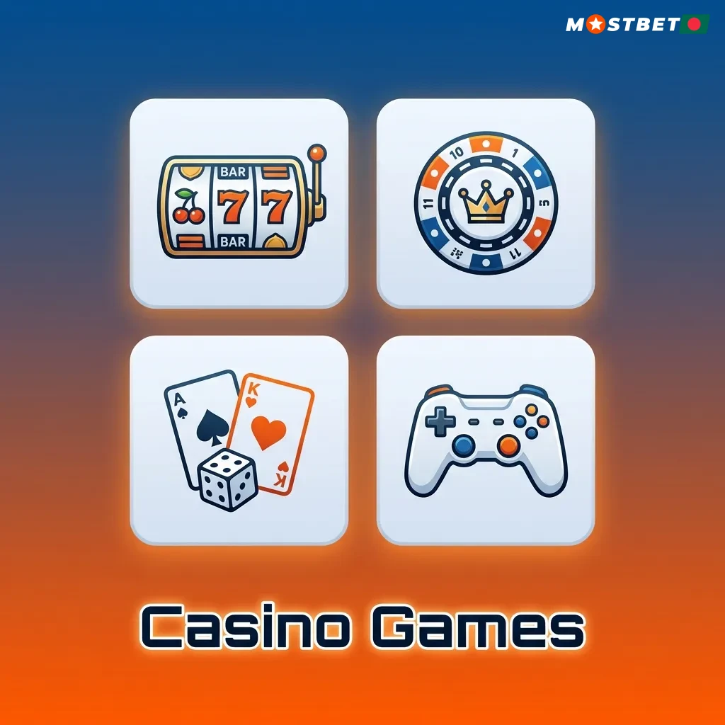 Casino gaming interface showing slots, table games, roulette, blackjack, and live dealer options with game selection filters.