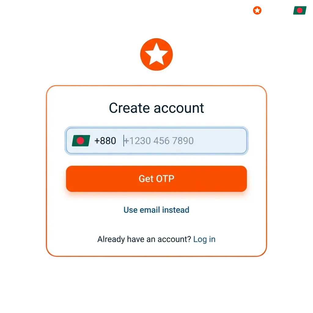 Mostbet login screen showing registration form for Bangladesh players to access casino games and sports betting