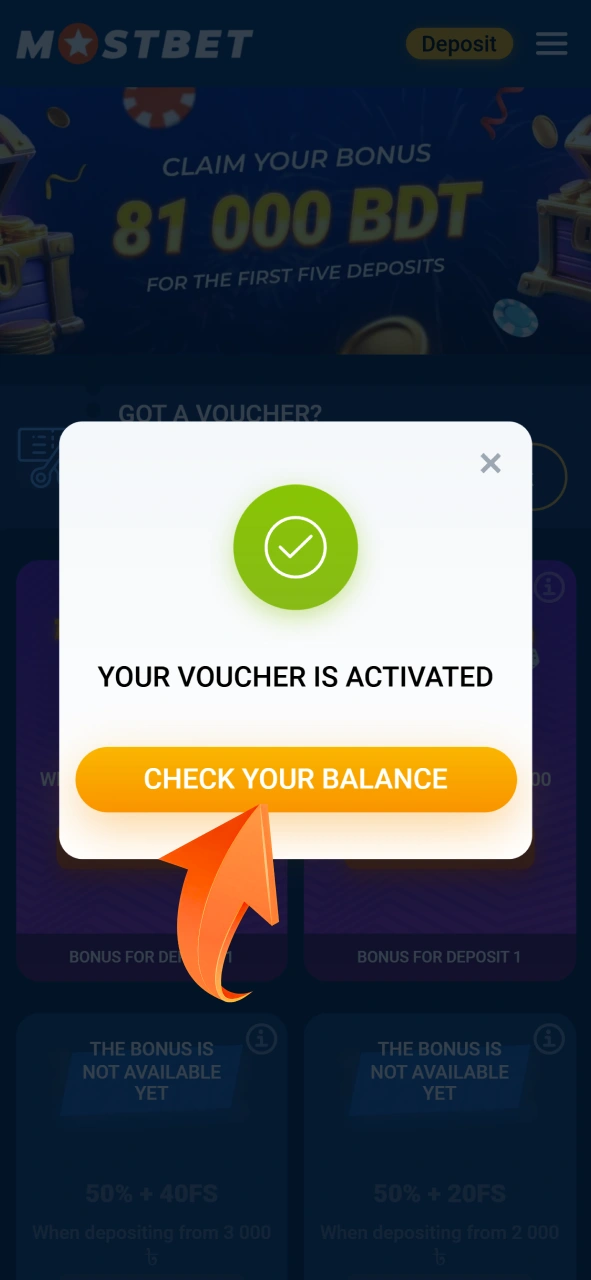 Learn how to activate your chosen bonus in the Mostbet promotions section.