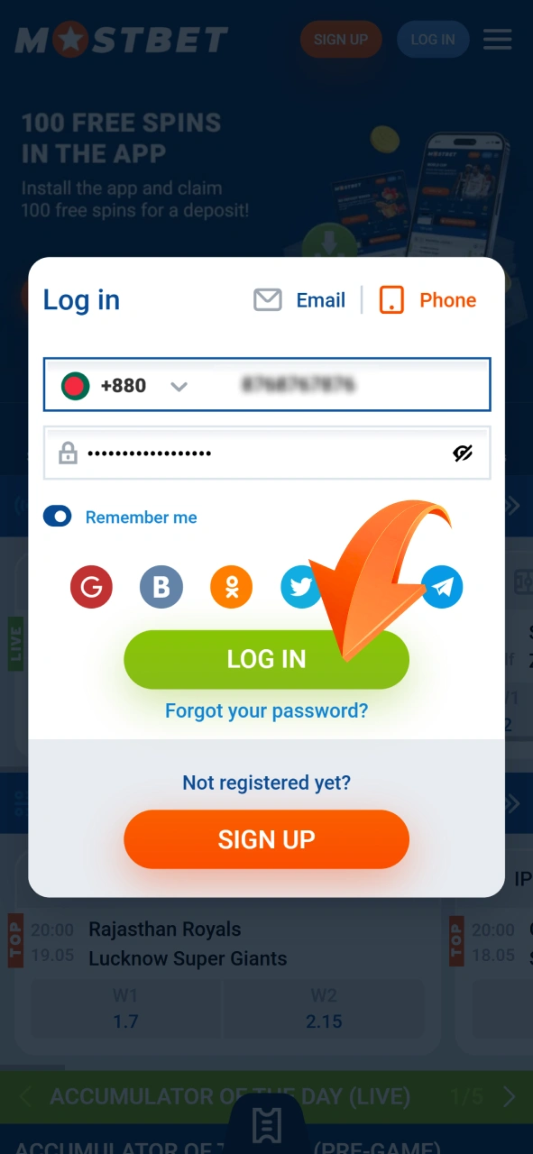 Sign in to Mostbet to securely request a withdrawal of your funds.
