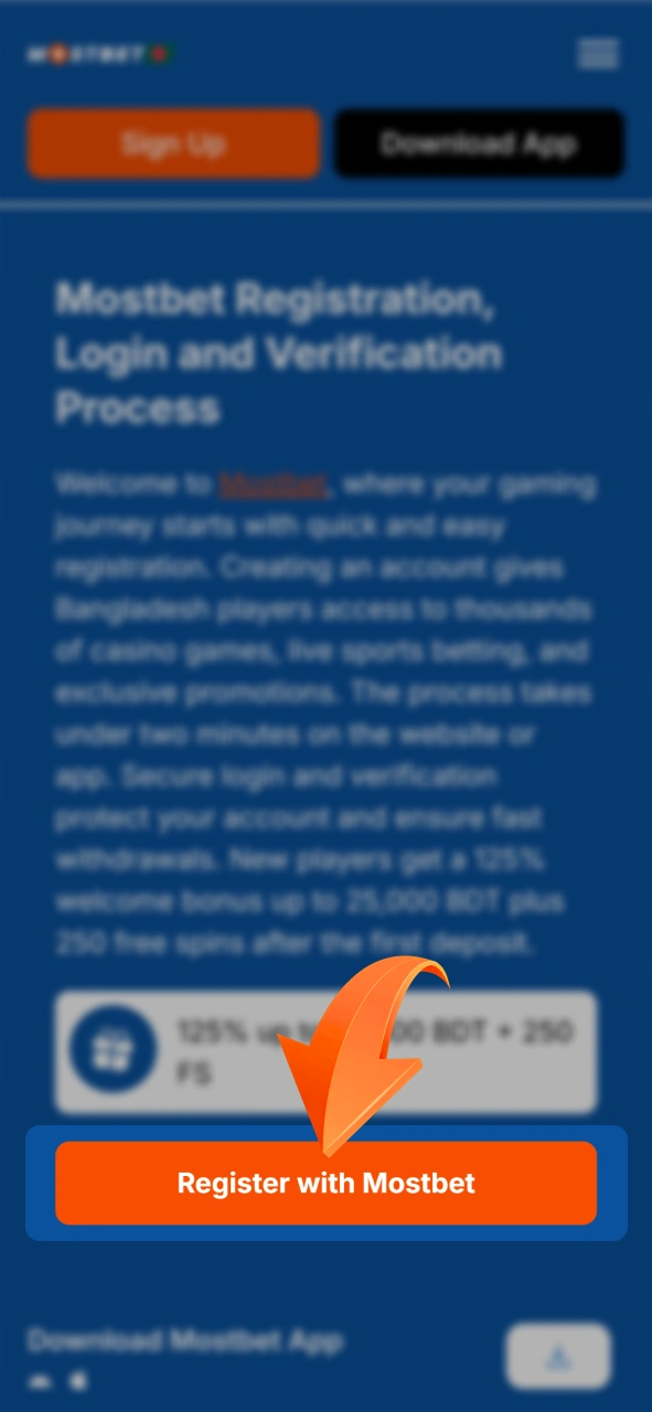 Learn how to open the registration window on the Mostbet official website.