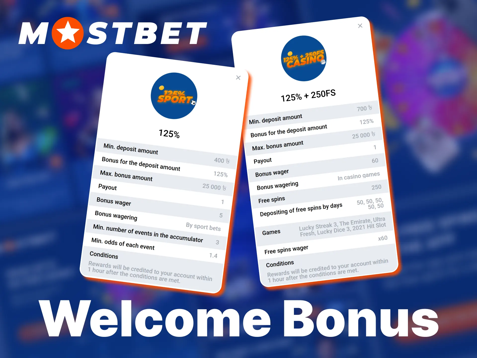 Choose and claim your massive welcome bonus during the Mostbet registration process.